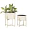 White Metal Contemporary Planter with Gold Legs Set
